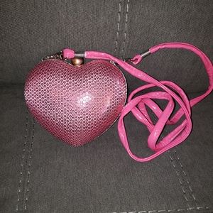Pink Sequin Heart Shape Purse 7"